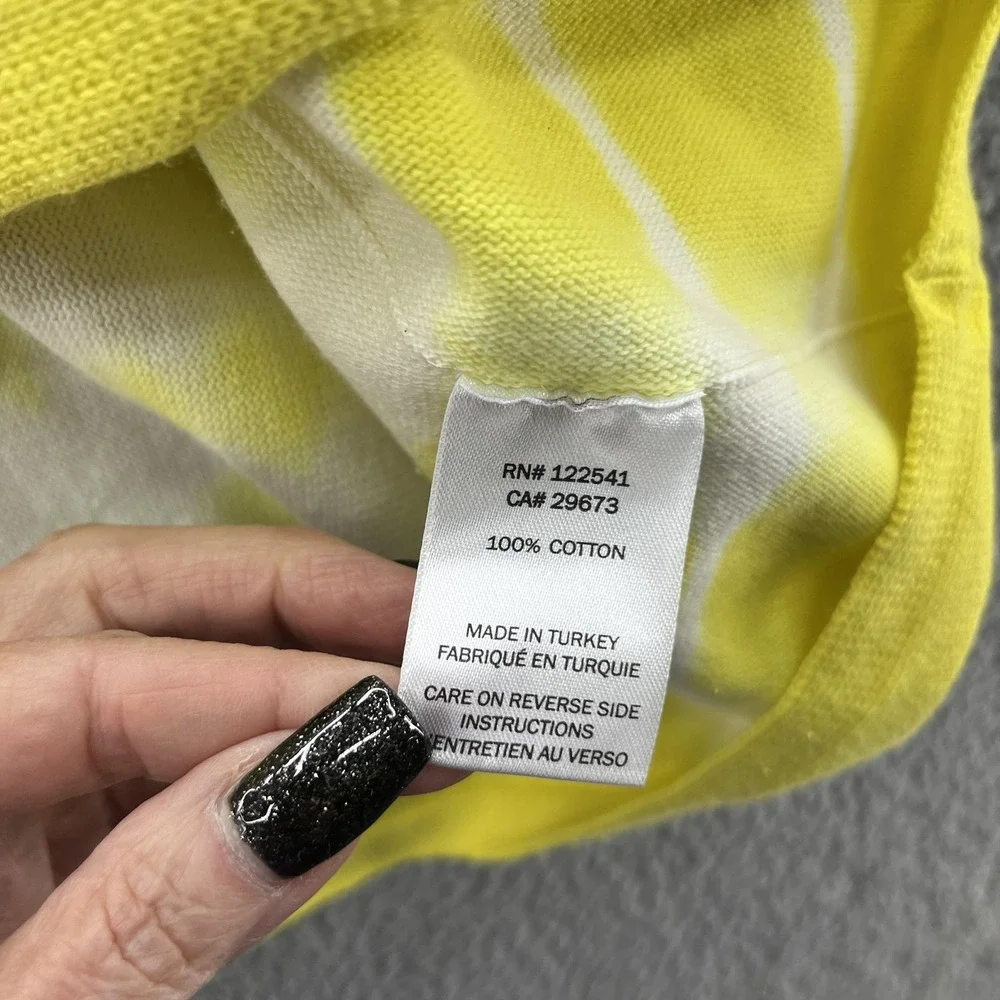 Kozan Sweater Womens OS Yellow White Relaxed Cocoon Cotton Knit Pullover Art Top